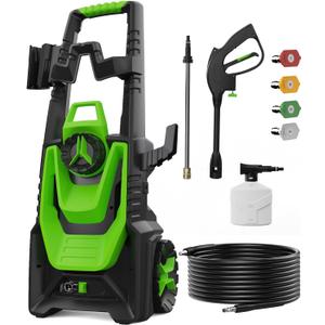 Pressure Washer, 5000PSI 3.2 GPM Power Washer with 35FT Power Cord 20FT Hose Electric Pressure Washers 4 Tips 500ML Foam Canno for Car, Patio (Green)
