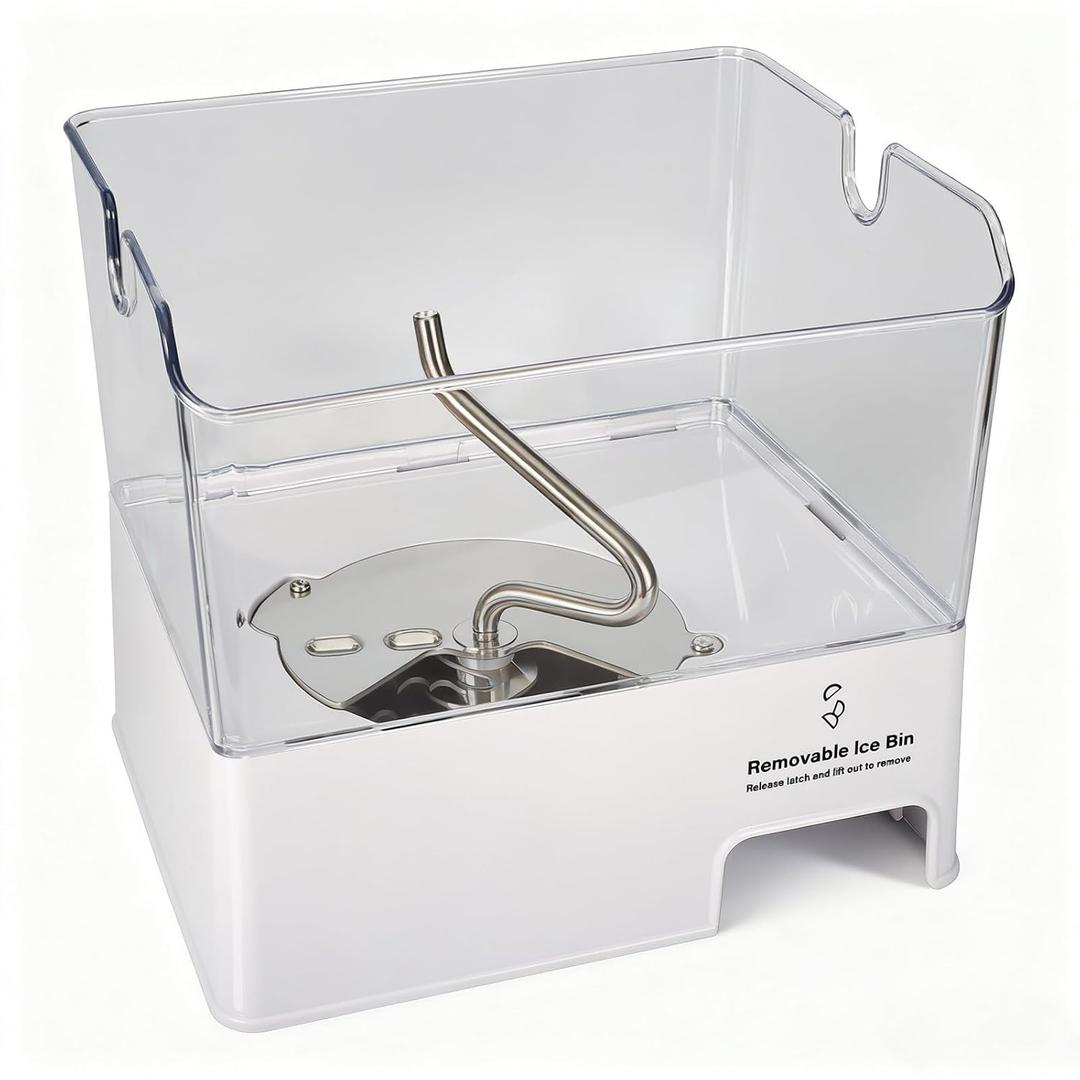 WPW10347093 Removable Ice Bin Compatible with Whirlpool Ice Bucket Replacement, W10347093 Ice Maker Assembly for Whirlpool Refrigerator Ice Bin