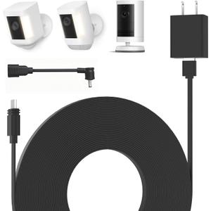 Power Adapter for Spotlight Cam Plus/Pro (Battery) and Spotlight Cam (Battery), with 25Ft/7.5m Weatherproof Outdoor Cable to Continuously Charge Your Home Security Camera (Black)
