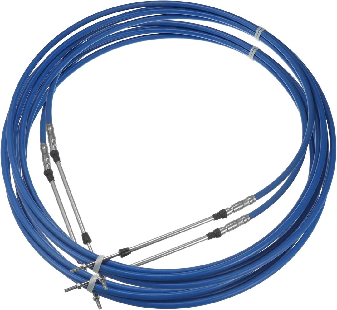 X AUTOHAUX 2pcs 20ft 6 Meter 236inch Marine Throttle Shift Remote Control Box Cable for Outboard Engine Boat Motor Steering System Blue - Not for Yamaha