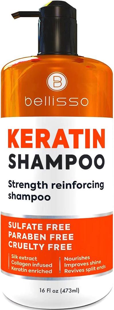 Keratin Enriched Shampoo - Sulfate and Paraben Free - Anti Frizz Treatment for Women and Men  Professional Salon Grade Repair Formula with Silk Protein for Dry, Frizzy Damaged and Color Treated Hair