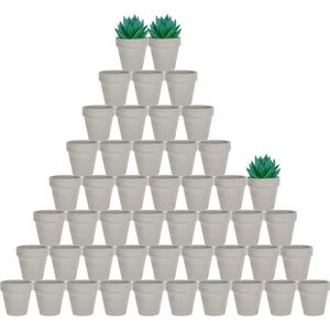 vensovo 48 Pcs 2" Tiny Terracotta & Terra Cotta Pots with Drainage - Grey Small Mini Clay Ceramic Pottery Planter Ideal for Indoor/Outdoor Plants, Crafts, Wedding Favors (Gray)