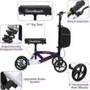 BlessReach Steerable Knee Walker Deluxe Medical Scooter for Foot Injuries Compact Crutches, with Dual Rear on-Wheel Brake and Shock Absorption Under The Knee pad