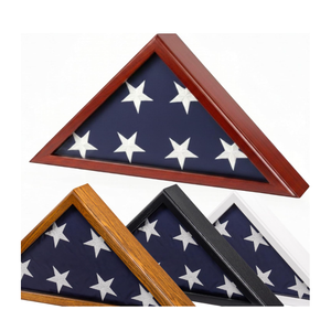 Glass Front Flag Display Case for Burial Flag - Wall Mounted 9.5 X 5 Feet Flag Box for American Veteran Flag and Folded Flag Display - Ideal for Honoring Military Service (Black)