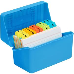 H4D 3x5 Index Card Holder with 100 Heavyweight Ruled Index Cards and 25 Plastic Dividers, Blue