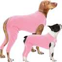 Nanaki Dog Wound Care Shirt, Dog Leg Sleeve To Stop Licking Rear Leg And Abdomen, Doggy Surgery Suit Female Spay,Doggy Onesie For Surgery Female Male, Pet Surgical Recovery Suit Pet Wound Heal Clothes (2XL(Back:22.4", Weight:37-72Ib), Pink)