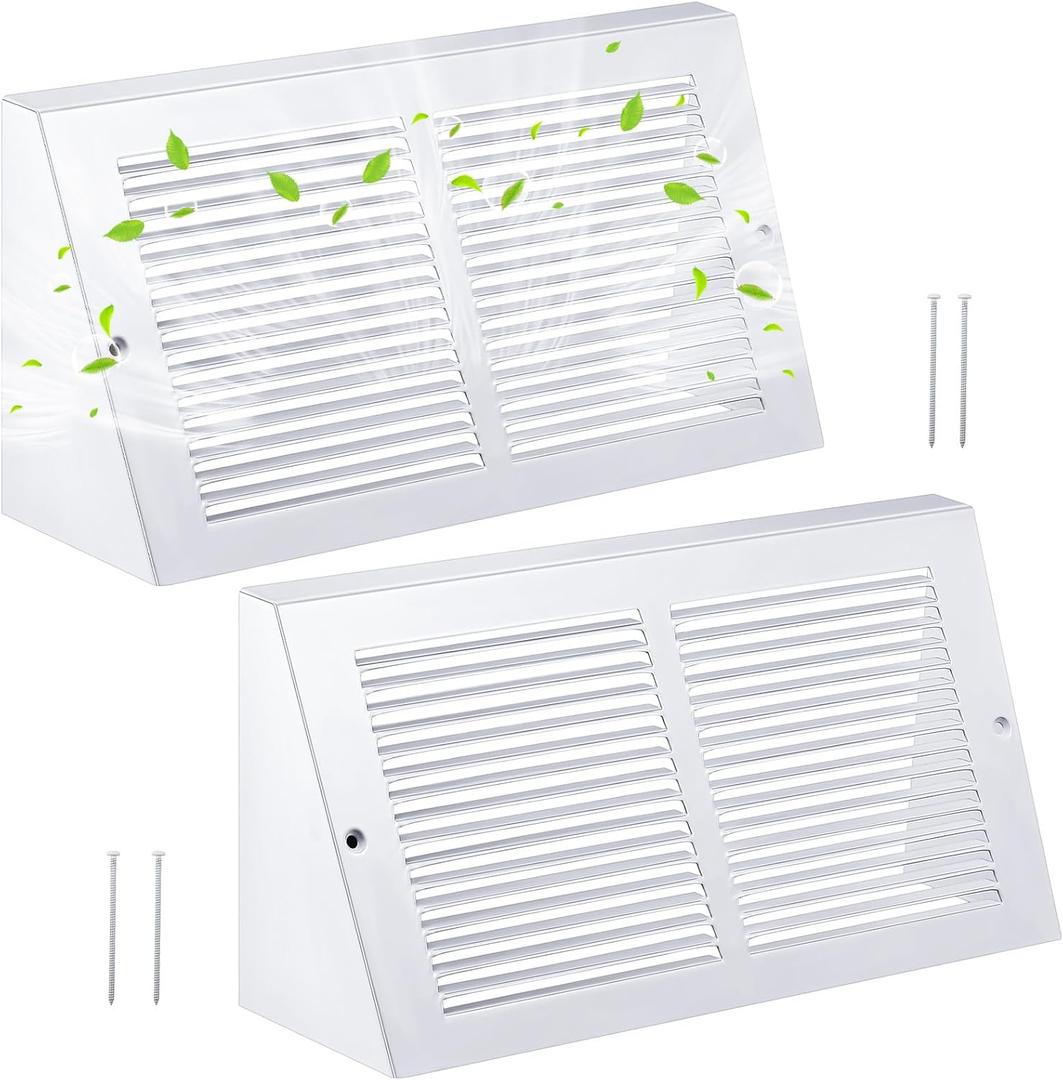 Honeydak 2 Pack Baseboard Vent Covers 14" X 6" Duct Opening Size Steel Triangular Baseboard Return Air Grille, Air Register Vent Cover Grill Diffuser Outer Dimensions: 15-3/4" x 6-5/8"