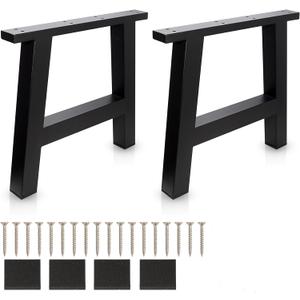 16 Inch H-Shape Bench Legs Metal Table Legs Coffee Table Legs Desk Legs DIY Furniture Legs, Set of 2, Black