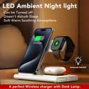 3 in 1 Foldable Charging Station for Apple Products,Wireless Charger for iPhone 17 16 15 14 13 12 Pro Max,Travel Dock Adapter&Light for iWatch Series 11 10 9 Ultra 3/2 SE 3/2,for AirPods 4 3 2 Pro 3/2