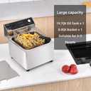 Deep Fryer with Basket, 1700w 19.7Qt Oil Tank/ 8.8Qt Basket, 0.6mm Thickened Stainless Steel Countertop Electric Fryer for Home and Commercial Use, Oil Fryer with Double Overheat Protection