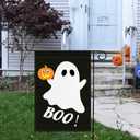 7 x Jxuane Halloween Garden Flag, 12x18" Double Sided Pumpkin Ghost Boo Flag, Black and Orange, 1 Pack