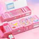 Pop up Multifunction Pencil Case for Kids, kawaii Pen Box Bag Pencil Holder for School Students,Cute Pencil box for Girls and Boys with Sharpener,Password Lock, Schedule, Whiteboard (Pink3)