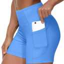 THE GYM PEOPLE High Waist Yoga Shorts for Women's Tummy Control Fitness Athletic Workout Running Shorts with Deep Pockets (Medium)