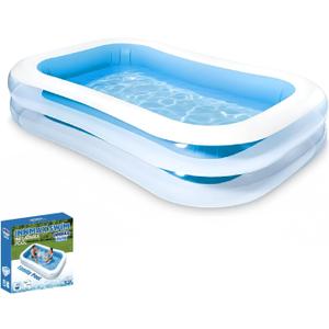 Inflatable Pool - Family Swimming Pool for 2-3 Adults, Backyard Swim Center for Outdoor, Backyard, Garden, Summer Water Party 100" L x 68" W x 20" H