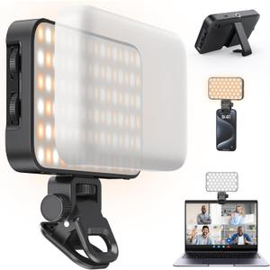 Selfie Light with Soft Diffuser & Built-in Stand  96 LED Rechargeable Clip Fill Video Conference Light for Phone, iPhone, iPad, Camera, Laptop, for Makeup, TikTok, Vlog, and Video Calls