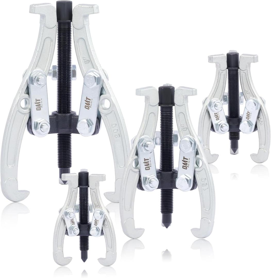 Orion Motor Tech Gear Puller Set, 3" 4" 6" 8" 3 Jaw Puller Kit for Pulley Gear Bearing Flywheel Removal, Heavy Duty Pulley Puller with Reversible Jaws 4 pcs Bearing Puller Tool Kit (Silver)