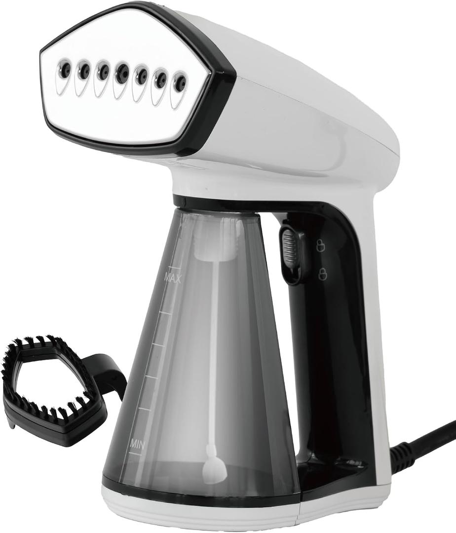 Osner Handheld Garment Steamer for clothes, 1450W Quick Heat Auto-trigger, Compact Travel Steamer, Clothes Steamer, Fabric Wrinkle Remover with Lint Brush Steam Nozzle (8.2 ft cord, White Plus)