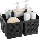 Portable Shower Caddy Basket Plastic Cleaning Caddy Organizer Storage Tote with Handle for Bathroom, College, Dorm Room Essentials, Black