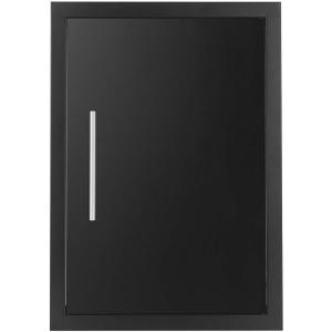 JIE JIN Outdoor Kitchen Doors 17" W X 24" H Single Doors 1.2mm Thickness Stainless Steel BBQ Access Door BBQ Island Doors Outdoor Kitchen Accessories Door for Outdoor Kitchen BBQ Island (Black)