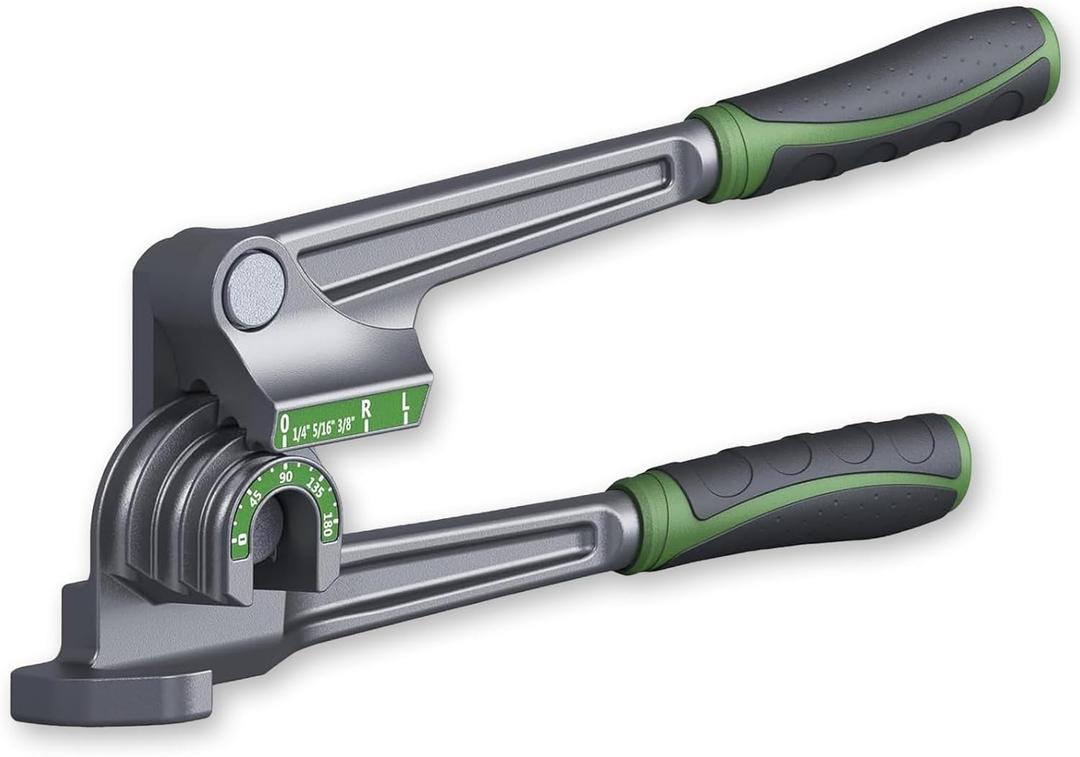 Tube Bender 180, 1/4", 5/16", 3/8" (6/8/10mm) O.D. Pipe Bender, 3 in 1 Tubing Bender, Brake Line Bender for Air Conditioning Refrigeration Repair, HVAC Tools