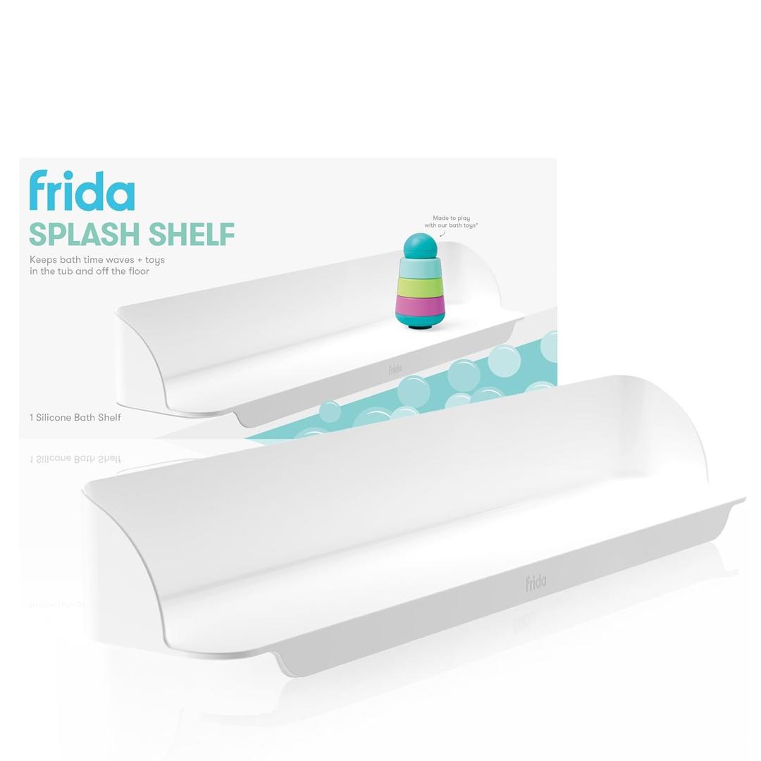 Frida Baby Splash Bathtub Shelf Allows Kids to Splash with No Mess, Shelf Barrier Prevents Water from Escaping Out of the Tub, Extend & Use As Surface to Play On, Attaches to Tubs & Folds to Put Away (White)