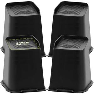 Yookwutar Bed Risers 2 inch, 3 inch, 4 inch, 6 inch, 8 inch Heavy Duty, Oversized Furniture Riser for Couch Sofa Table Chair Leg Frame Dorm, Support up to 6000 Lbs (Black 4 Pack, 8 inch)