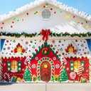 16 x 7ft Christmas Garage Door Banner Decoration Magnetic Garage Door Covers Large Christmas Backdrop Decorations for Indoor Outdoor Xmas Party (Gingerbread House)
