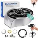 Glass Rinser for Kitchen Sink, High Pressure 360 Degree Rotating Spout Glass Rinser with Pull-out Spray Gun Design, Glass Cup Cleaner Sink Attachment Washer Baby Bottle, Glass Cup, Glass (Silver)