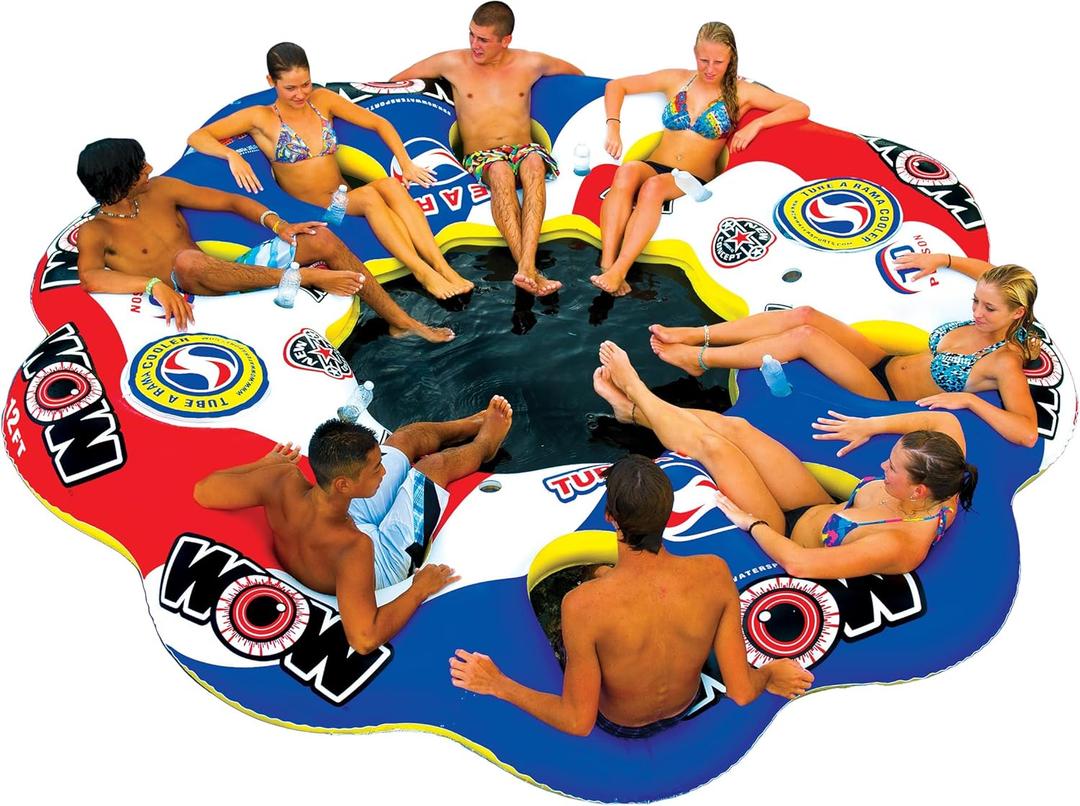 WOW Sports - Tube A Rama - Inflatable Floating Island For Up To 10 people - Water Raft Tube For Adults WOW Sports - Tube A Rama - Inflatable Floating Island For Up To 10 people - Water Raft Tube For Adults