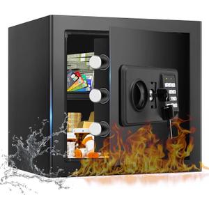 1.8 Cub Small Fire Safe for Home Use, Digital Security Safes Fireproof Waterproof with Combination Lcok and Removable Shelf, Anti-theft Fireproof Safe Box for Document Money Valuables