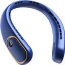 SHEWIND Portable Neck Fan - Hands Free Personal Fan, Rechargeable Bladeless Fan with 5000mAh-Battery, Digital Display, 4 Speeds, Birthday Gifts for Men, Women, Mom, and Dad - Blue