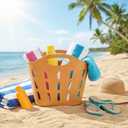 Lazy sundaze Large Beach Bag | Waterproof Getaway Rubber Tote with Zipper Pocket for Travel, Pool, Boat, Groceries, Sports