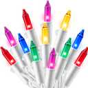 Joiedomi Christmas String Lights Indoor,100 Count Mini Multicolor Light with 21.4 FT White Wire,Lighting Decor for Patio Dorm Classroom Bedroom Holiday Wedding Party Garland Birthday Festival