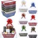 Tenceur 24 Set Empty Baskets for Team Appreciation Gifts - Bulk Gift Basket Kit with Pull Bows & Plastic Bags DIY Cardboard Tray for Team Employee Teacher Coworker Nurse Present(Chic,Morandi)