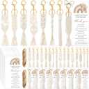 24 Sets Boho Baby Shower Favors for Guests Bohemian Macrame Keychains Bulk Crochet Tassel Key Rings with Thank You Cards for Girls Boys Baby Shower Gifts Birthday Party Favors (Rainbow)