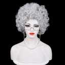 Wiggy Mermaid Short Curly White Afro Wig Women, Landlady Costume Wig 60's 70's Disco Rocker Wig for Halloween Costume Party