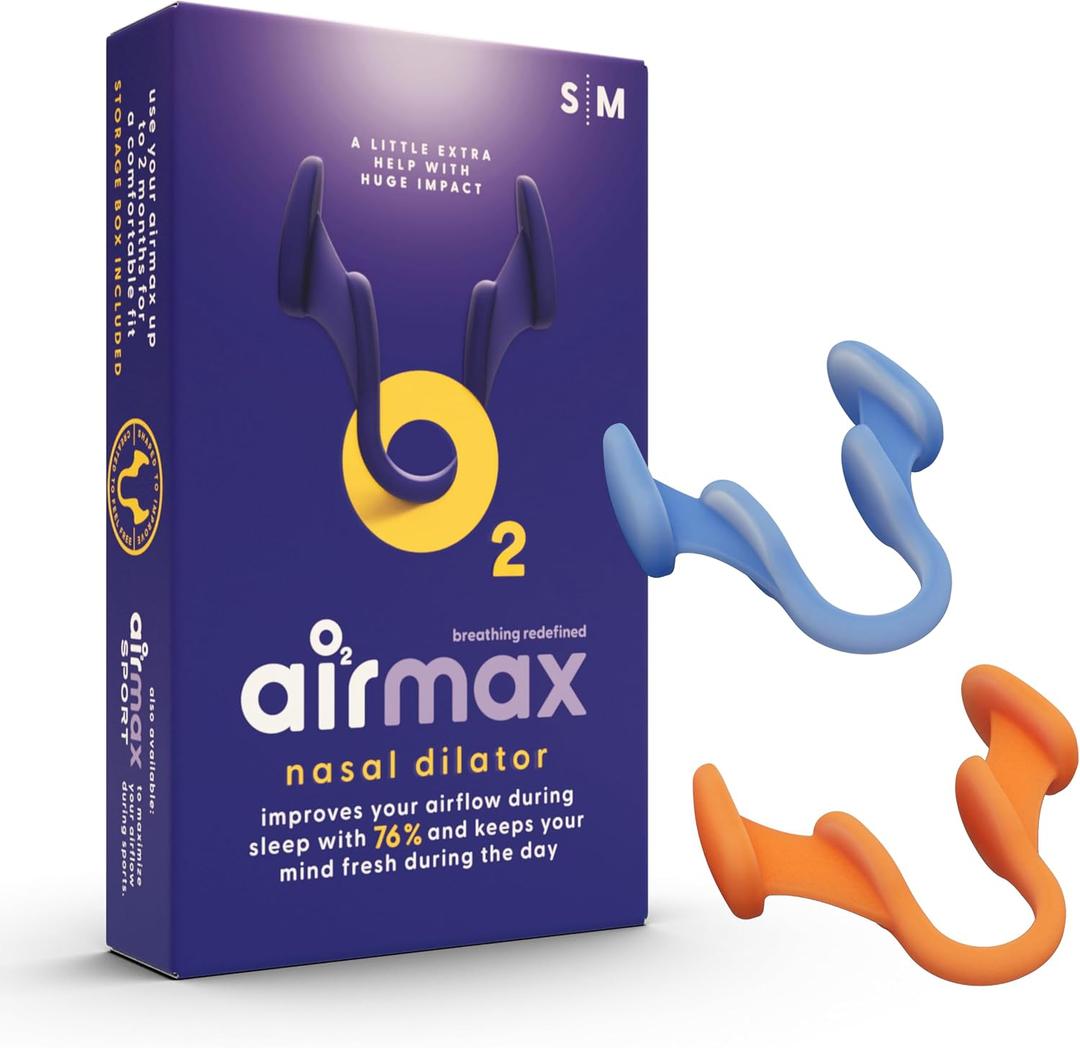 Air Max Nasal Dilators Trial Pack - Anti Snoring Devices - 76% More Airflow for Better Breathing & Against Nasal Congestion -(1x Small & 1x Medium) - Reusable