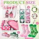 Sieral 10 Pcs Valentine's Day St. Patrick's Day Gnomes Gift Set 20oz Tumbler Blanket Canvas Tote Bag Socks Keychain Hair Claw Gift for Women Her Wife Girlfriend Romantic Gifts Wedding