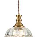 HDDFL Glass Pendant Lights Modern Pendant Lighting Fixtures Hanging Lamp Brushed Finish Hanging Light Fixture for Kitchen Island Bedroom Dining Room Coffee Shop Hallway Hotel Living Room (Matte Brass)