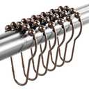 Titanker Shower Curtain Hooks Rings, Rust-Resistant Metal Shower Curtain Hooks for Bathroom Shower Rods Shower Hooks Shower Rings for Curtain - Set of 12, Bronze