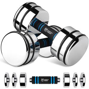Steel Dumbbells Ultracompact & Adjustable Chrome Dumbbell Set 20lb Pair) with Foam Handles Home Gym Workout (Standard-Finish 20lb×2)