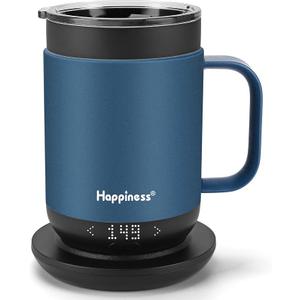 Happiness Smart Heated Coffee Mug,16oz Rechargeable Electric Self Heating Temperature Control Coffee Cup