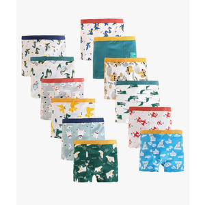Boys Cotton Boxer Briefs Dinosaur Polar Bear Toddler Kids Underwear 12 Pack, 4-5 Years