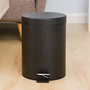 5L Rectangular Pedal Trash Can, Matte Black, for Bathroom, Kitchen or Living Room
