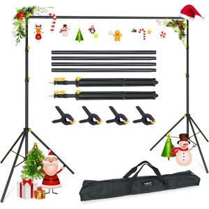 LINCO Lincostore Backdrop Support Stand Kit 10x6.5ft Adjustable Photography Studio Photo Background Support System with Carrying Bag for Green Screen Muslin, 4171 (10ft wide 6.5ft high)