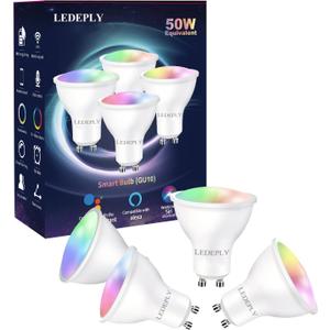 GU10 Smart Spot Light Bulb Compatible with Alexa, Google Home, SmartThings, 5W WiFi LED Track Light Bulbs, Color Changing, No Hub Required, 4 Pack