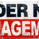 4 Less Co 2x6 Feet UNDER NEW MANAGEMENT Banner Sign Fabric Polyester with Grommets wrb, Medium, Red