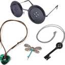 Button Eyes Glasses Anime Merchandise Cosplay Necklace Costume Merch Accessories Gift Halloween 4pcs