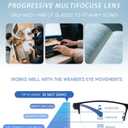 Viseng Progressive Multifocus Reading Glasses - TR90 Temples Blue Light Blocking & Anti UV, Half Frame Multifocal Eyeglasses (Black &Black)