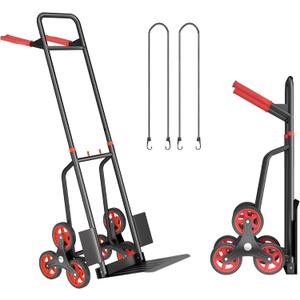 Stair Climbing Cart, 440 lbs Capacity Stair Climber Dolly, Hand Truck with Stair-Climbing Wheels & One-Touch Retractable Handle, Thickened Upgraded Steel Tube Folding Stair Climbing